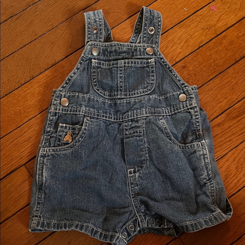 baby Gap Denim Short Adjustable Snap Overalls